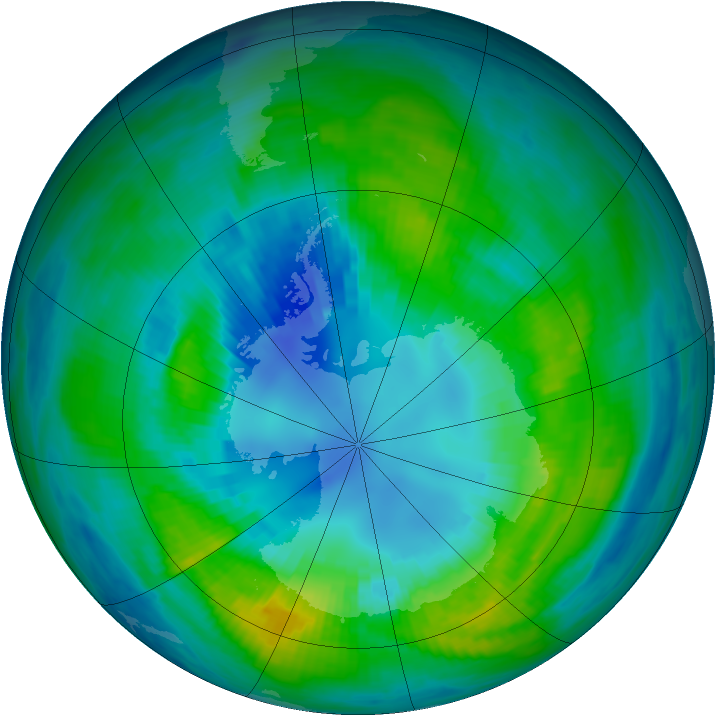 Antarctic ozone map for 14 April 1983